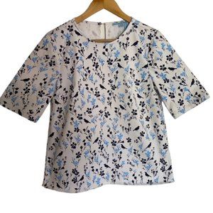 Draper James White and Blue Floral Top